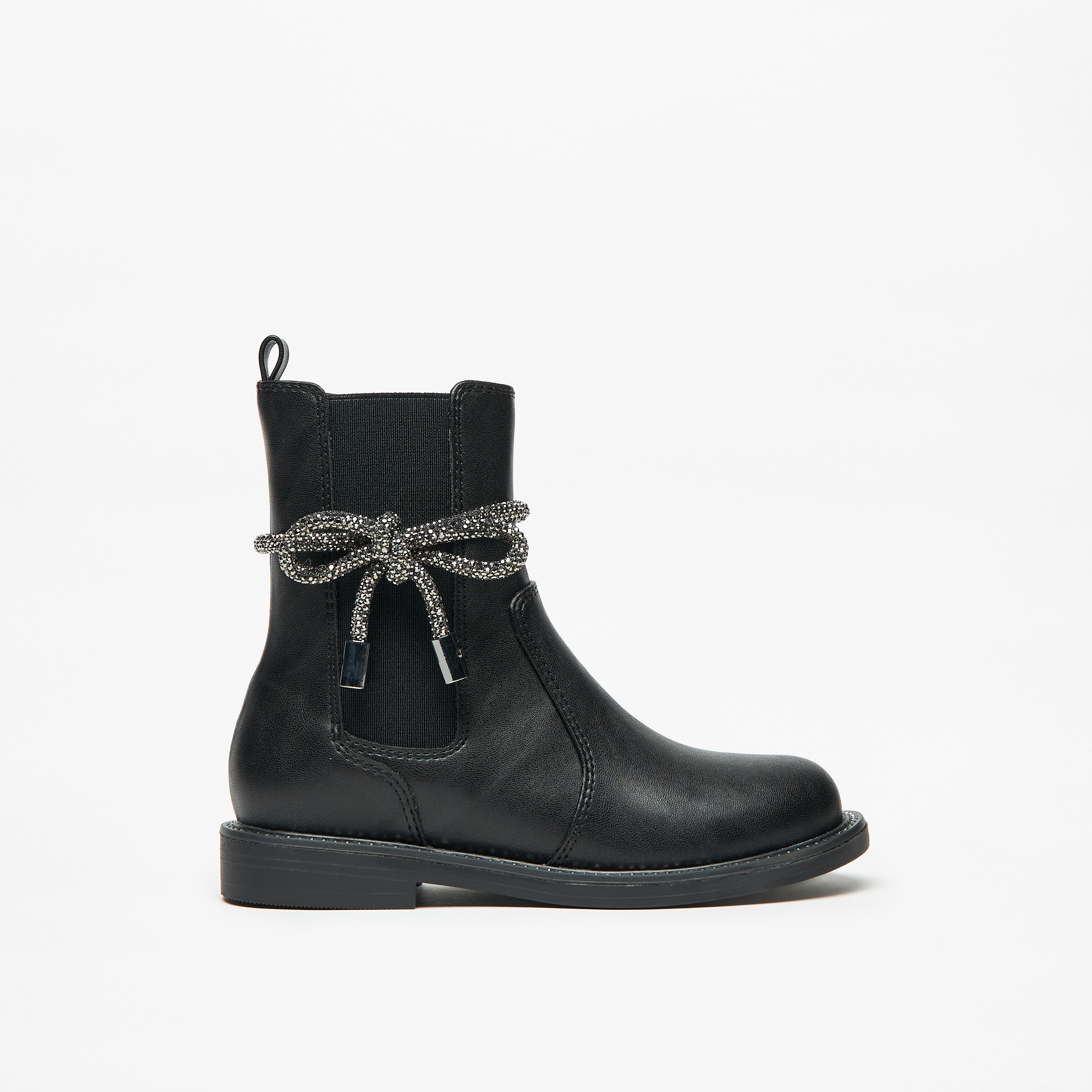 حذاء سادة مزين بفيونكة ورباط مطاطي وسحاب إغلاق من سيليست-girls-shoes-boots-image-3