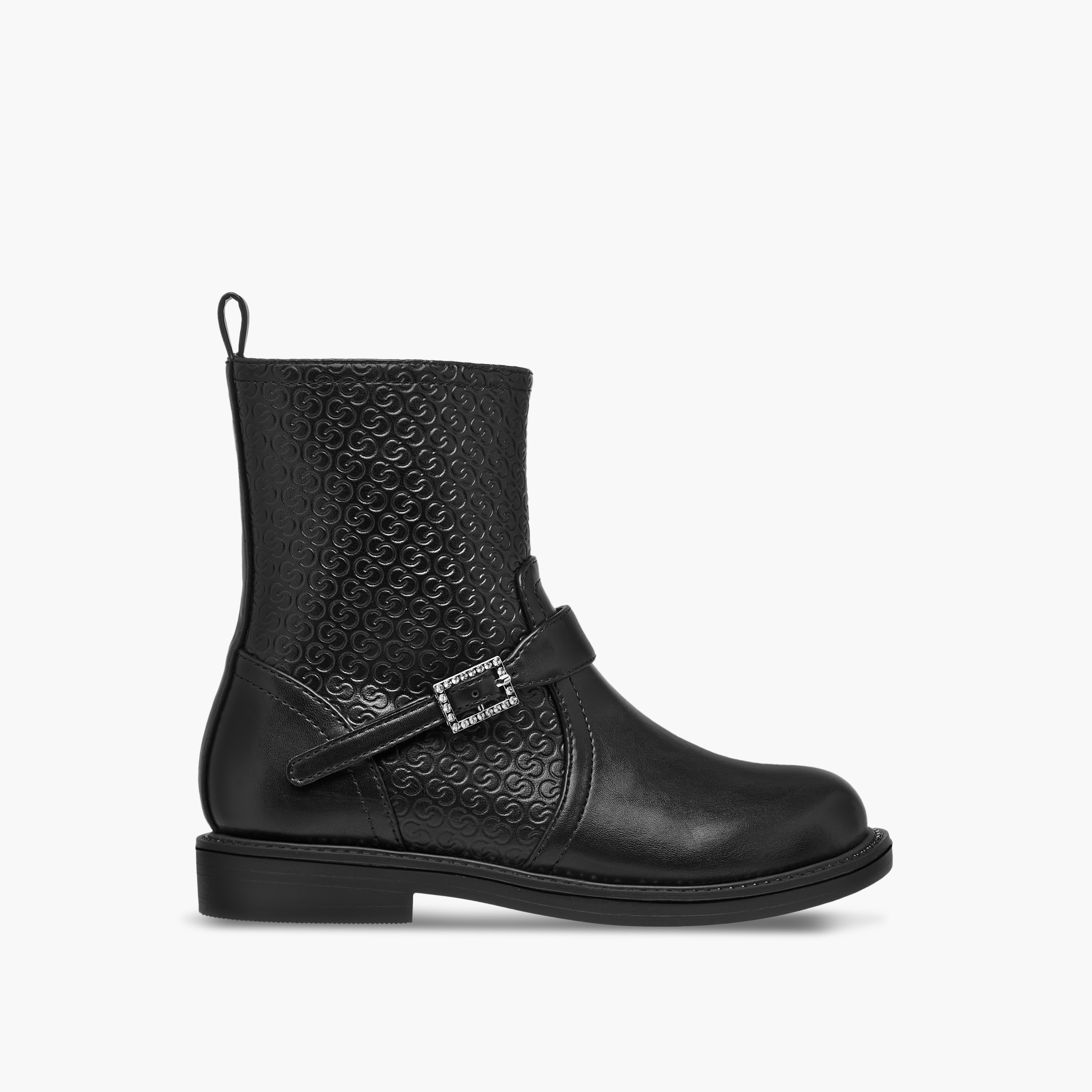 Celeste Girls' Monogram Embossed High Cut Boots with Zip Closure-girls-shoes-boots-image-3