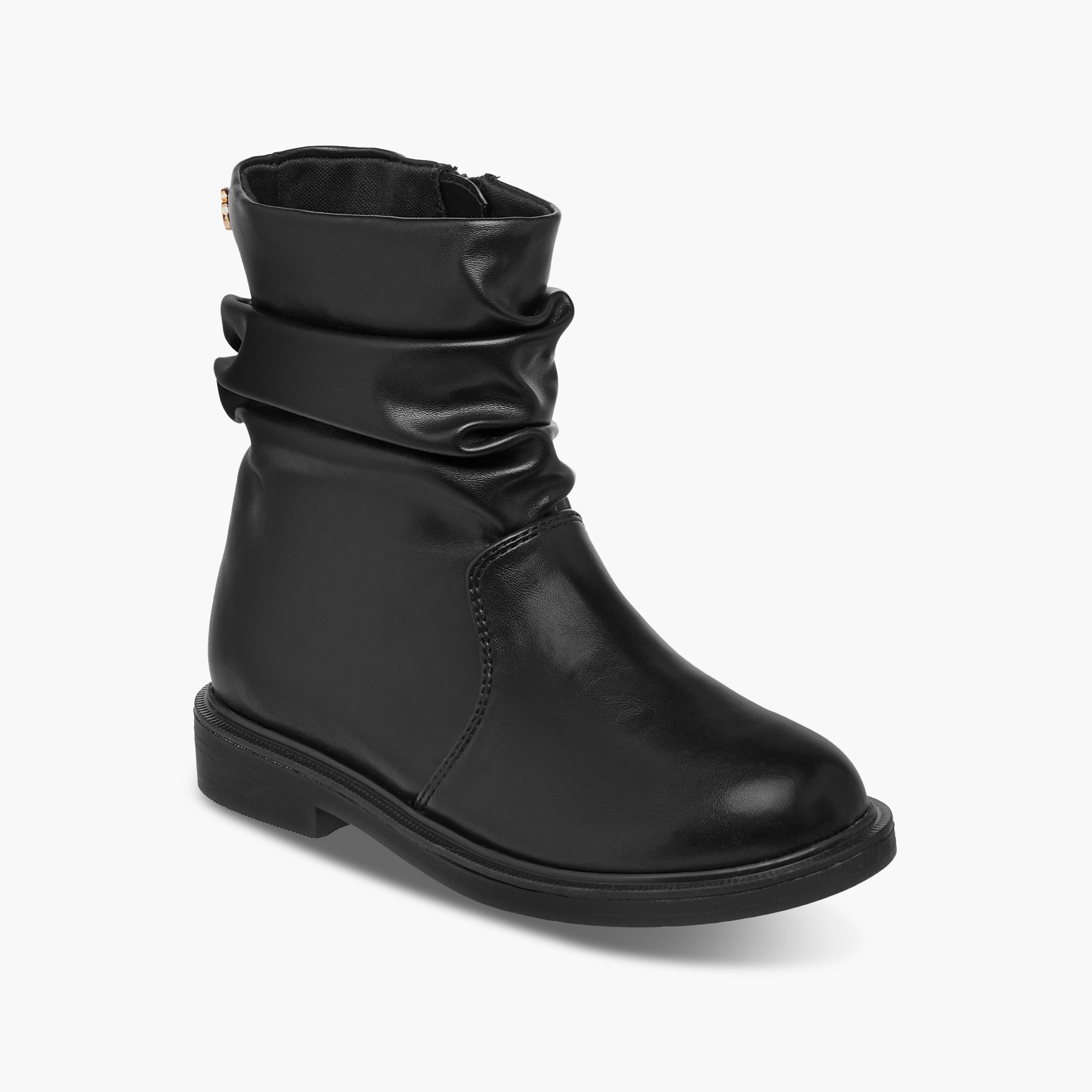 Celeste Girls' Ruched Accent High Cut Boots with Zip Closure-girls-shoes-boots-image-2