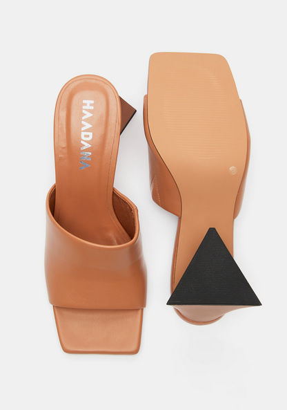 Haadana Solid Slip-On Sandals with Triangular Block Heels-Women%27s Heel Sandals-image-4