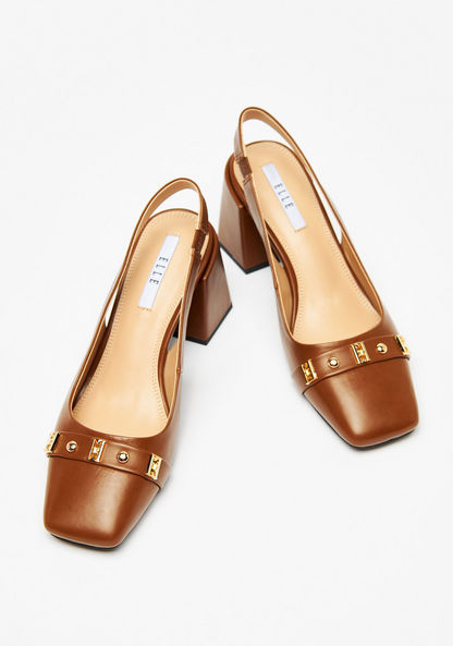 Elle Women's Studded Slingback Pumps with Block Heels-Women%27s Heel Shoes-image-2