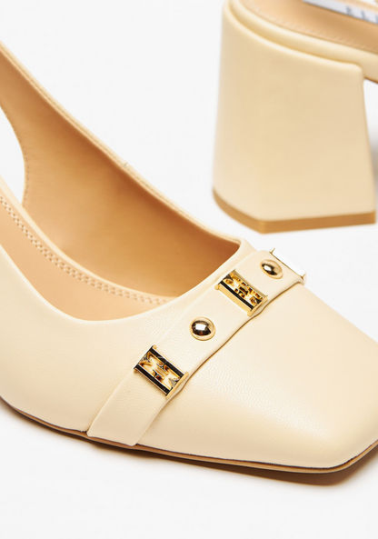 Elle Women's Studded Slingback Pumps with Block Heels-Women%27s Heel Shoes-image-2