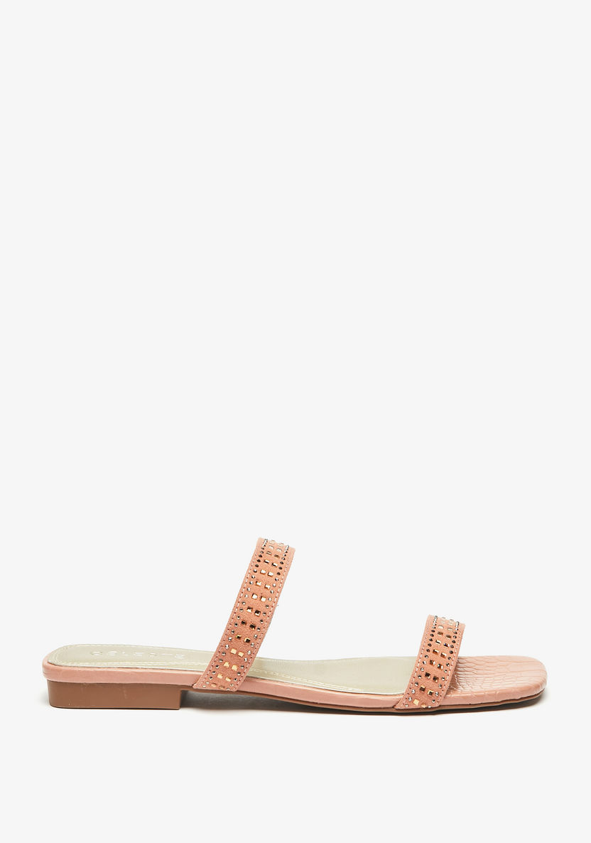Celeste Embellished Open Toe Slip-On Sandals-Women%27s Flat Sandals-image-1