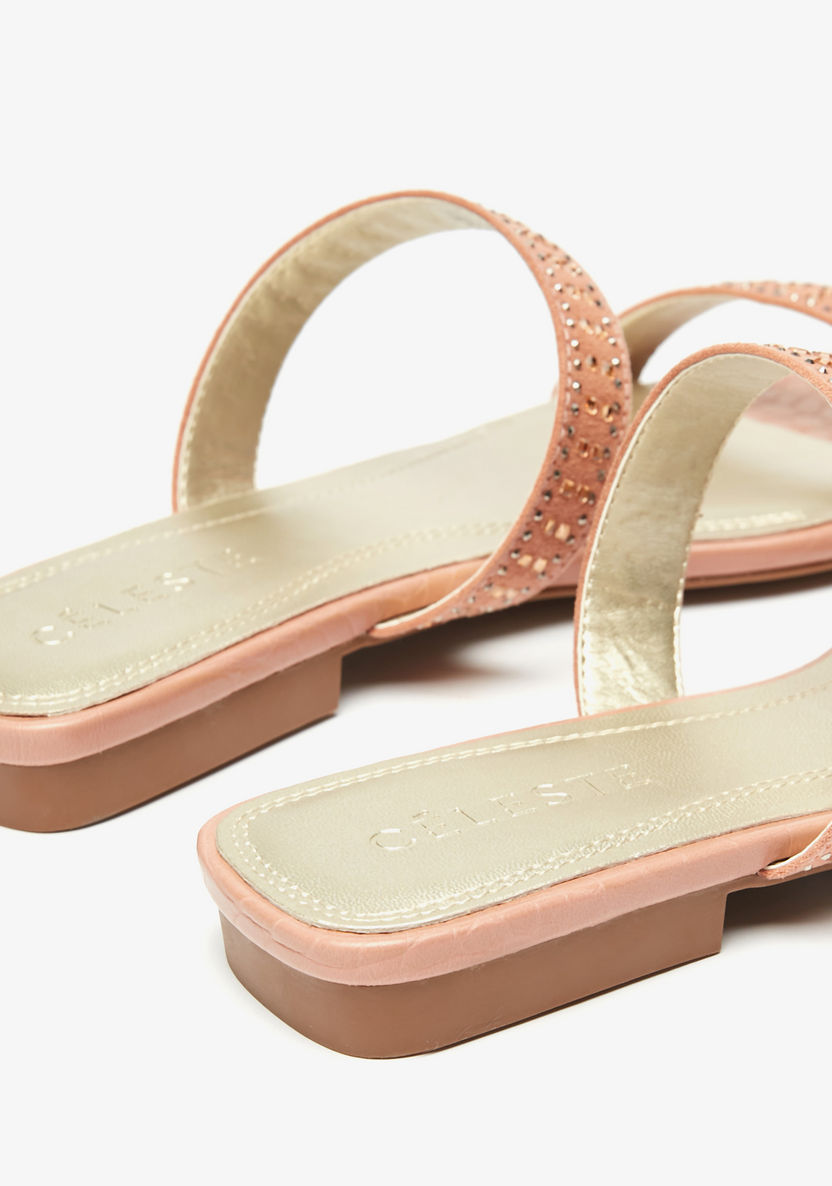 Celeste Embellished Open Toe Slip-On Sandals-Women%27s Flat Sandals-image-3