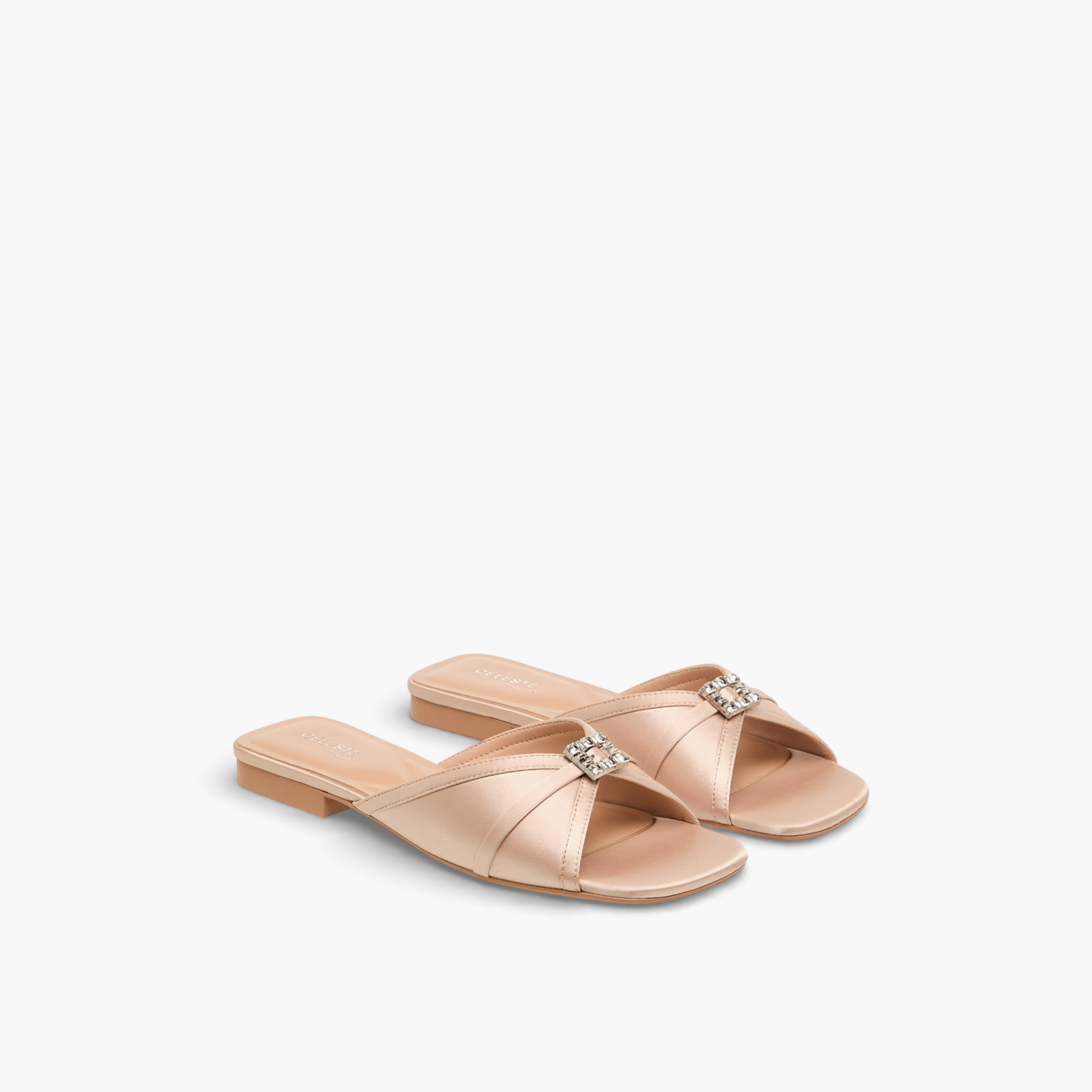 Celeste Women Embellished Satin Slip-On Sandals-women-shoes-flats-sandals-image-1