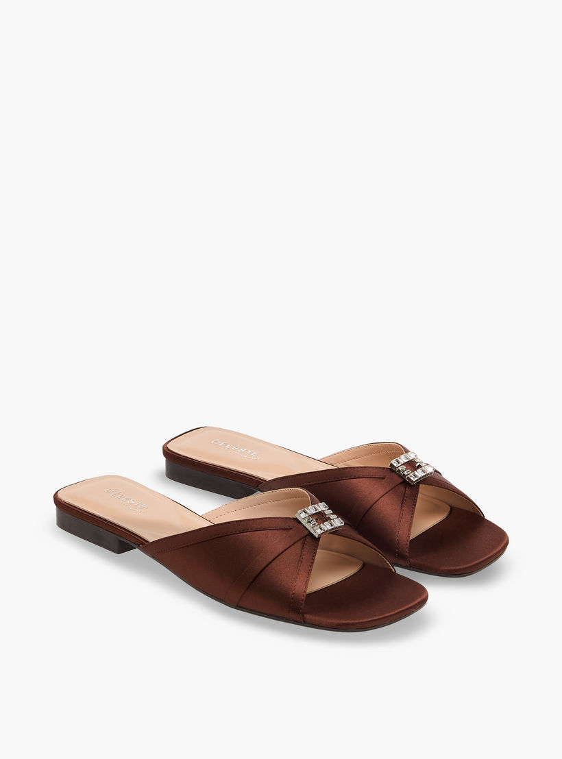 صندل ساتان سهل الارتداء مزين للنساء من سيليست-women-shoes-flats-sandals-image-1
