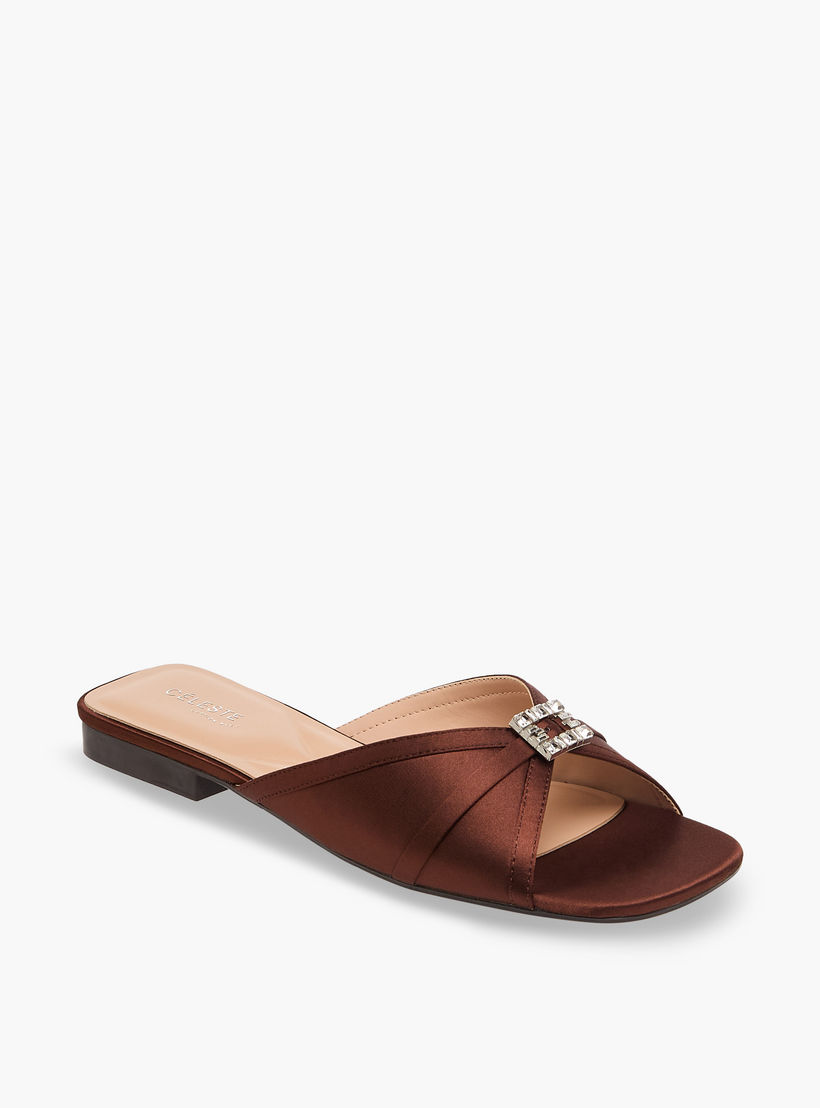 صندل ساتان سهل الارتداء مزين للنساء من سيليست-women-shoes-flats-sandals-image-2