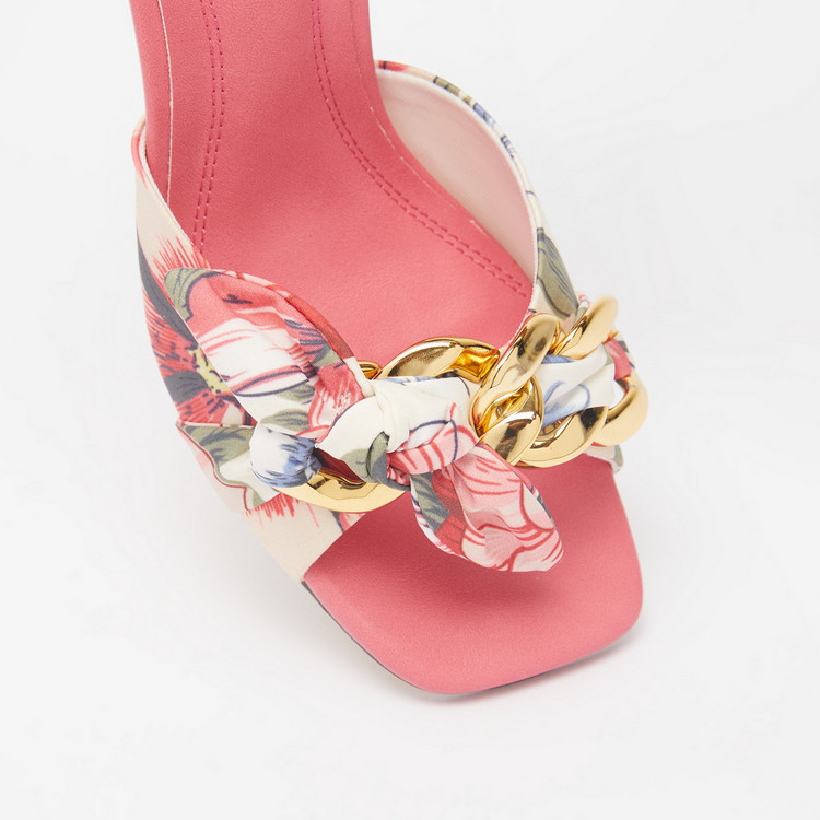 Celeste Women's Floral Print Slip-On Sandals with Stiletto Heels