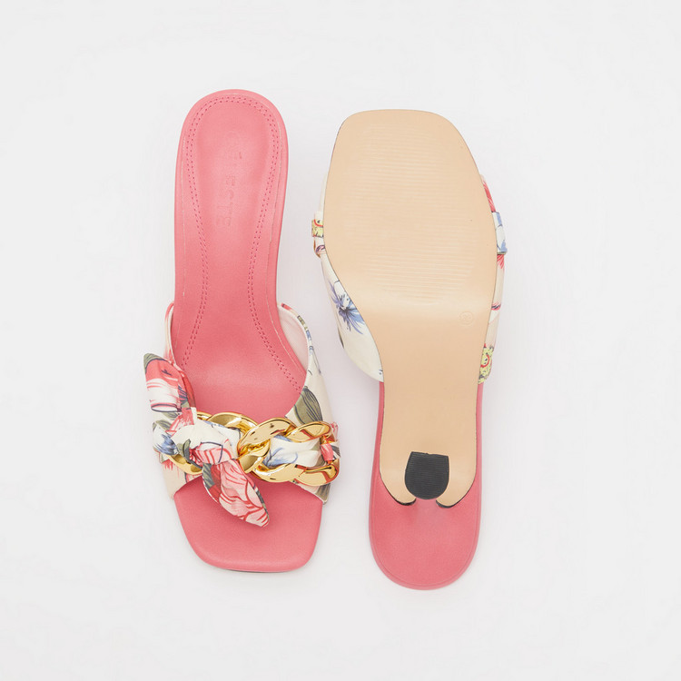 Celeste Women's Floral Print Slip-On Sandals with Stiletto Heels