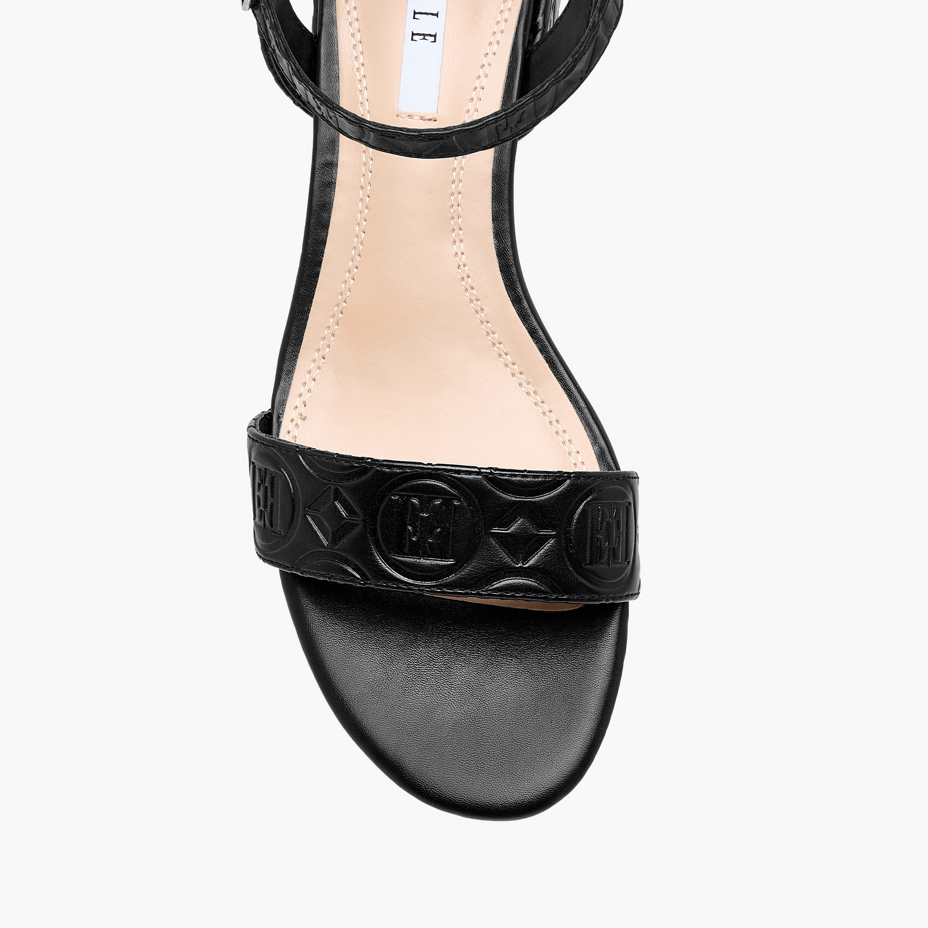صندل نسائي بكعب عريض بنقوش مونوجرام مع حزام خلفي بإبزيم للإغلاق من إيل-women-shoes-sandals-heeled-image-4