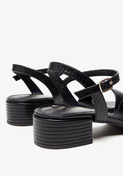Celeste Women's Textured Slide Sandals with Block Heels and Buckle Closure