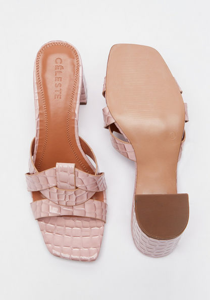 Celeste Women's Animal Textured Slip-On Block Heels-Women%27s Heel Sandals-image-4