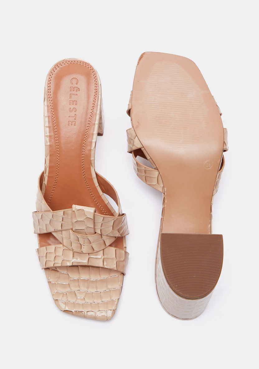 Celeste Women's Animal Textured Slip-On Block Heels-Women%27s Heel Sandals-image-4