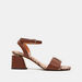 ELLE Women's Monogram Detail Block Heels with Buckle Closure-Women%27s Heel Sandals-thumbnailMobile-0