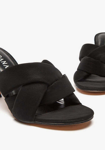 Haadana Solid Strap Slip-On Sandals with Stiletto Heels