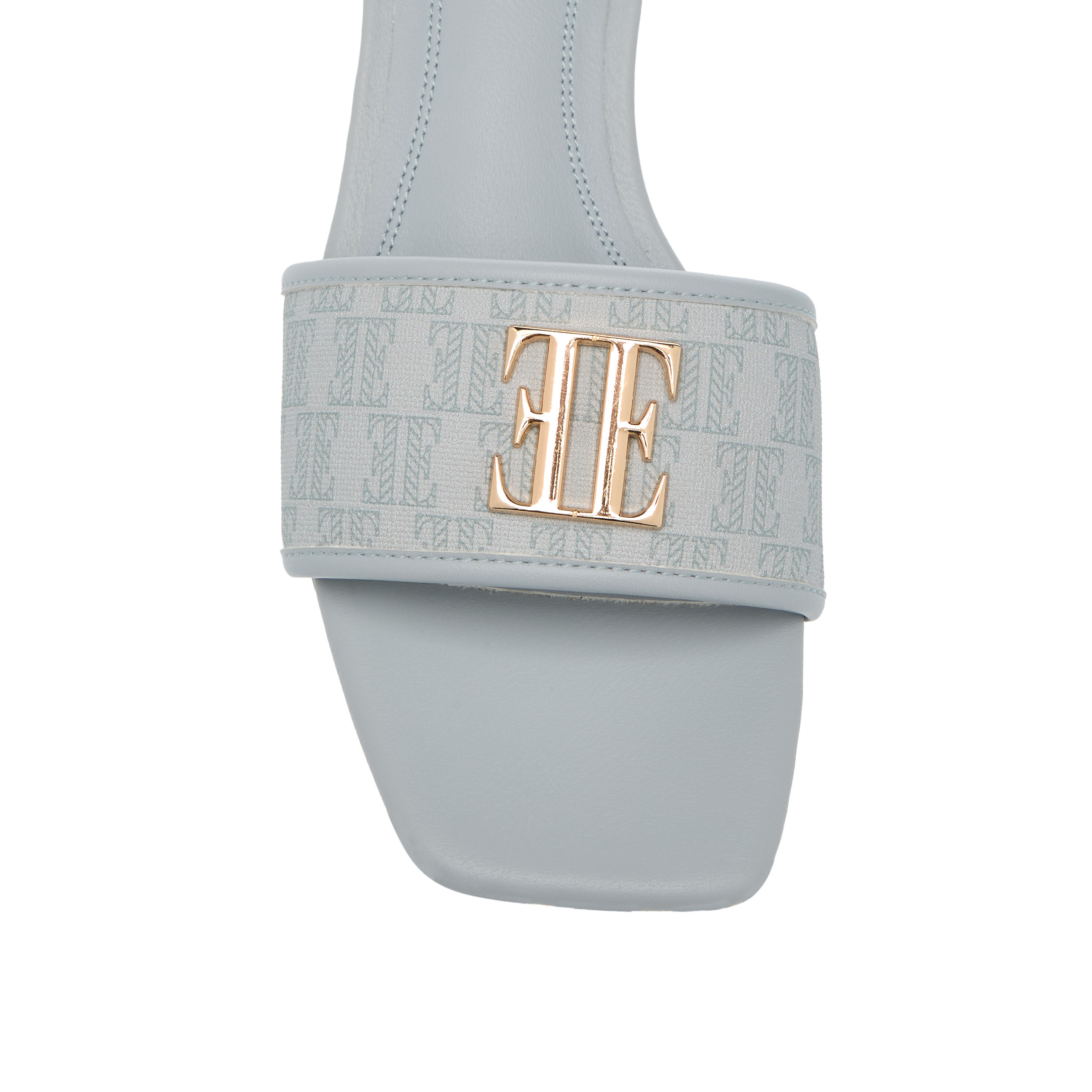 Elle Women's Monogram Detail Slip-On Sandals with Block Heels-women-shoes-sandals-heeled-image-4