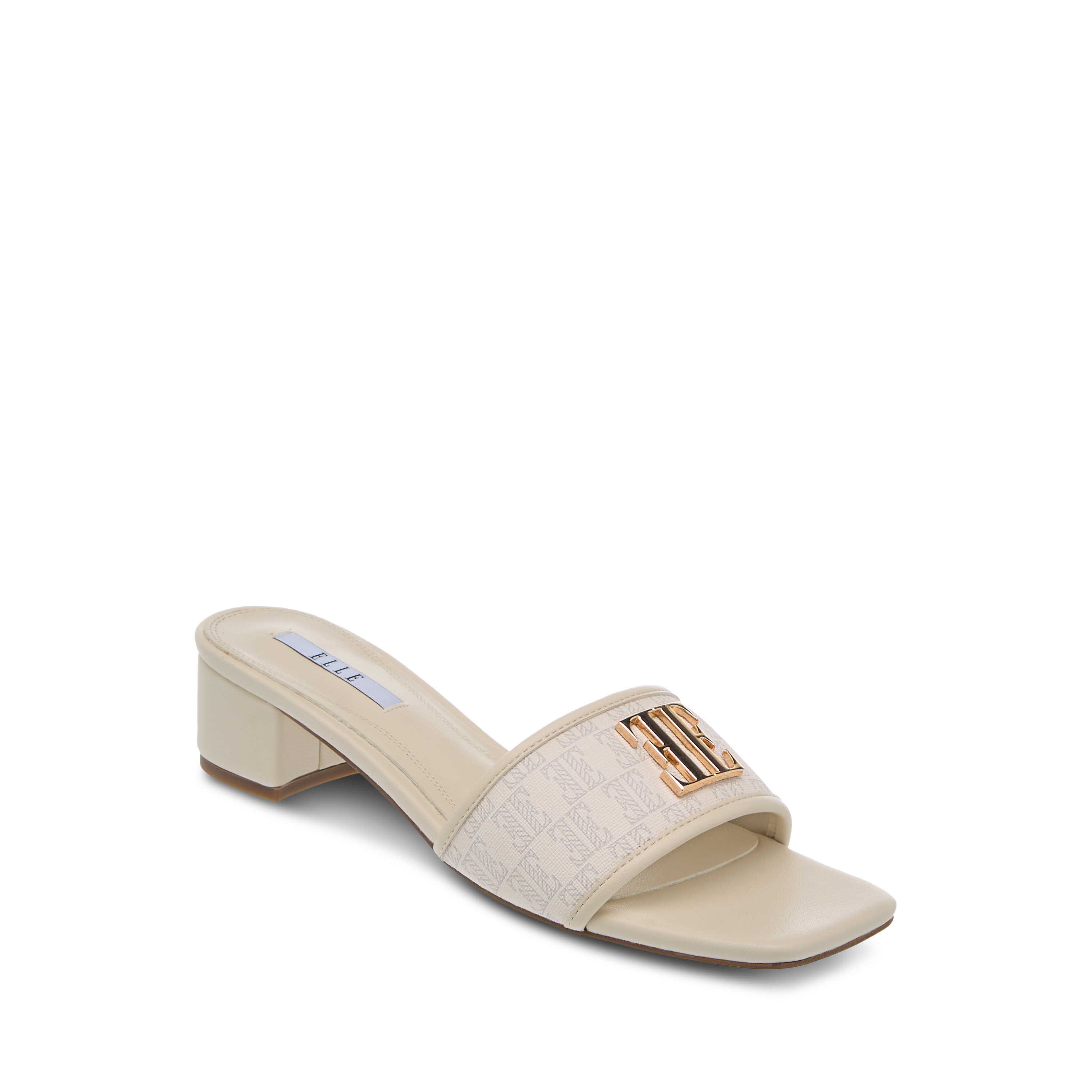 Elle Women's Monogram Detail Slip-On Sandals with Block Heels-women-shoes-sandals-heeled-image-2