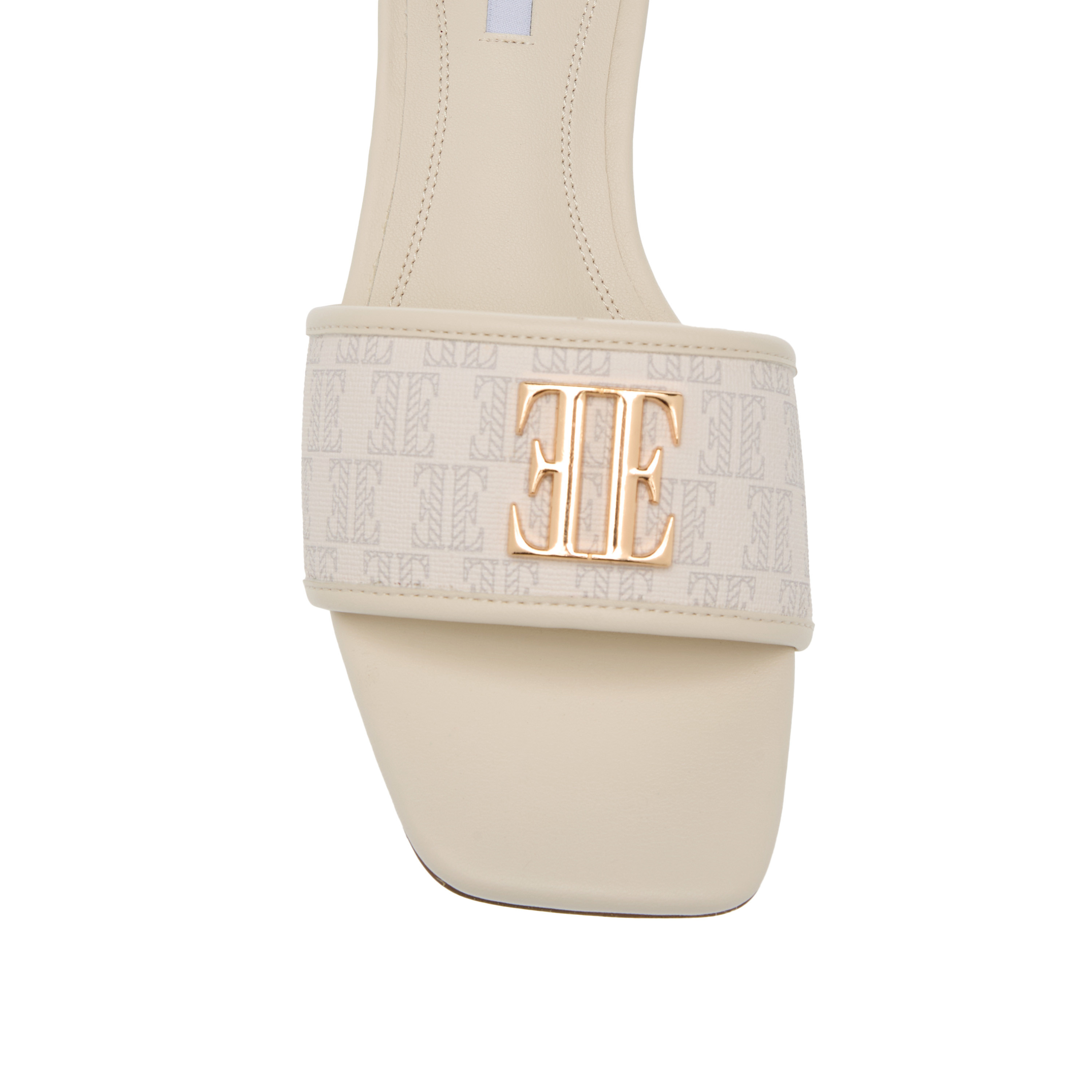 Elle Women's Monogram Detail Slip-On Sandals with Block Heels-women-shoes-sandals-heeled-image-4