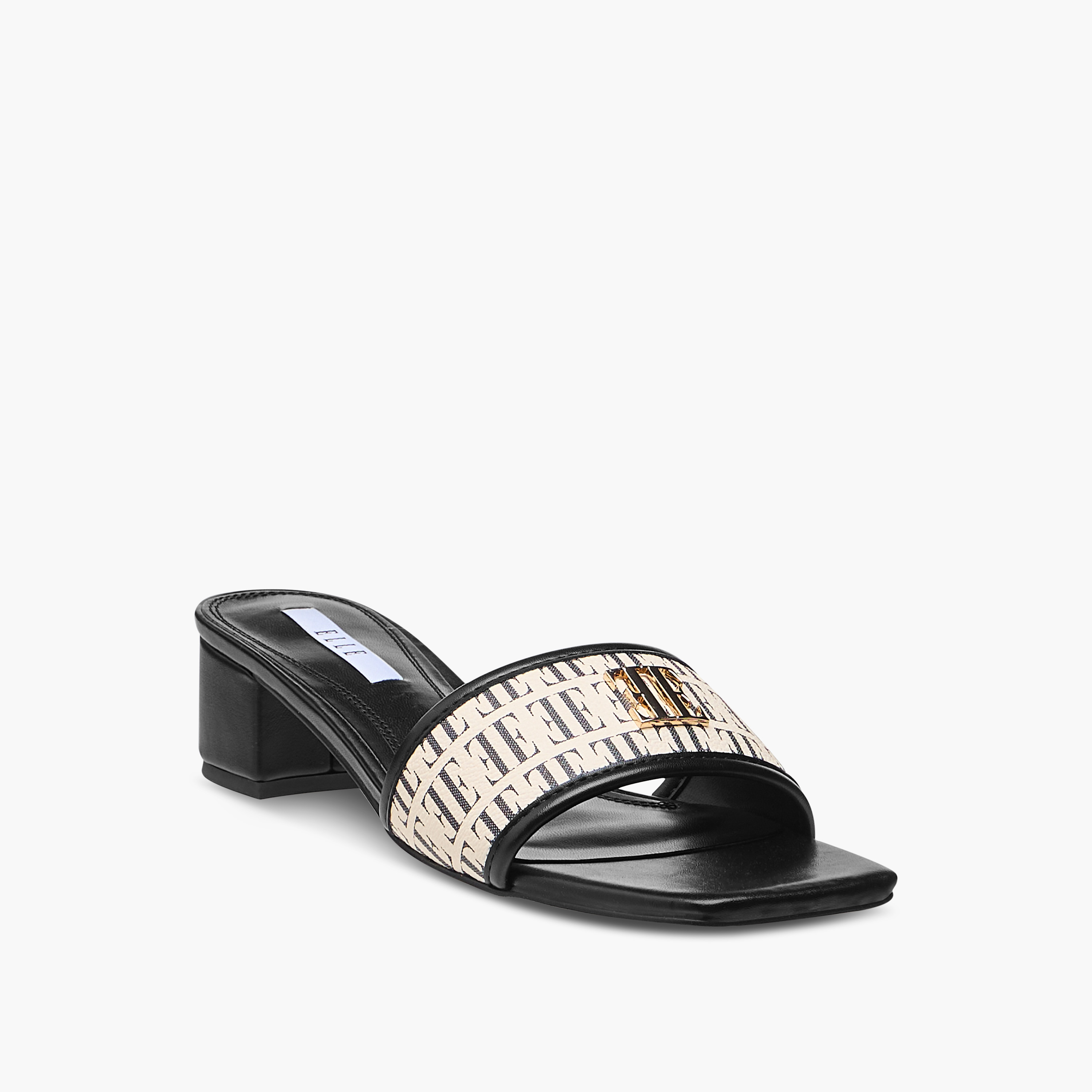 Elle Women's Monogram Print Slip-On Sandals with Block Heels-women-shoes-heels-image-12
