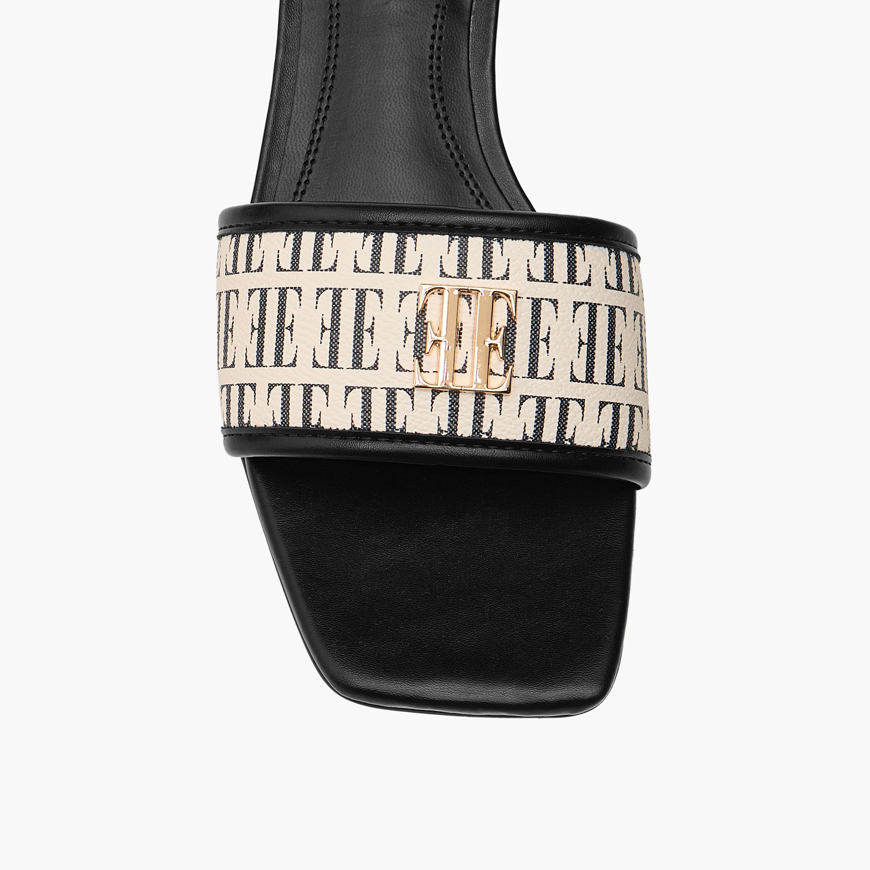 Elle Women's Monogram Print Slip-On Sandals with Block Heels-women-shoes-heels-image-14