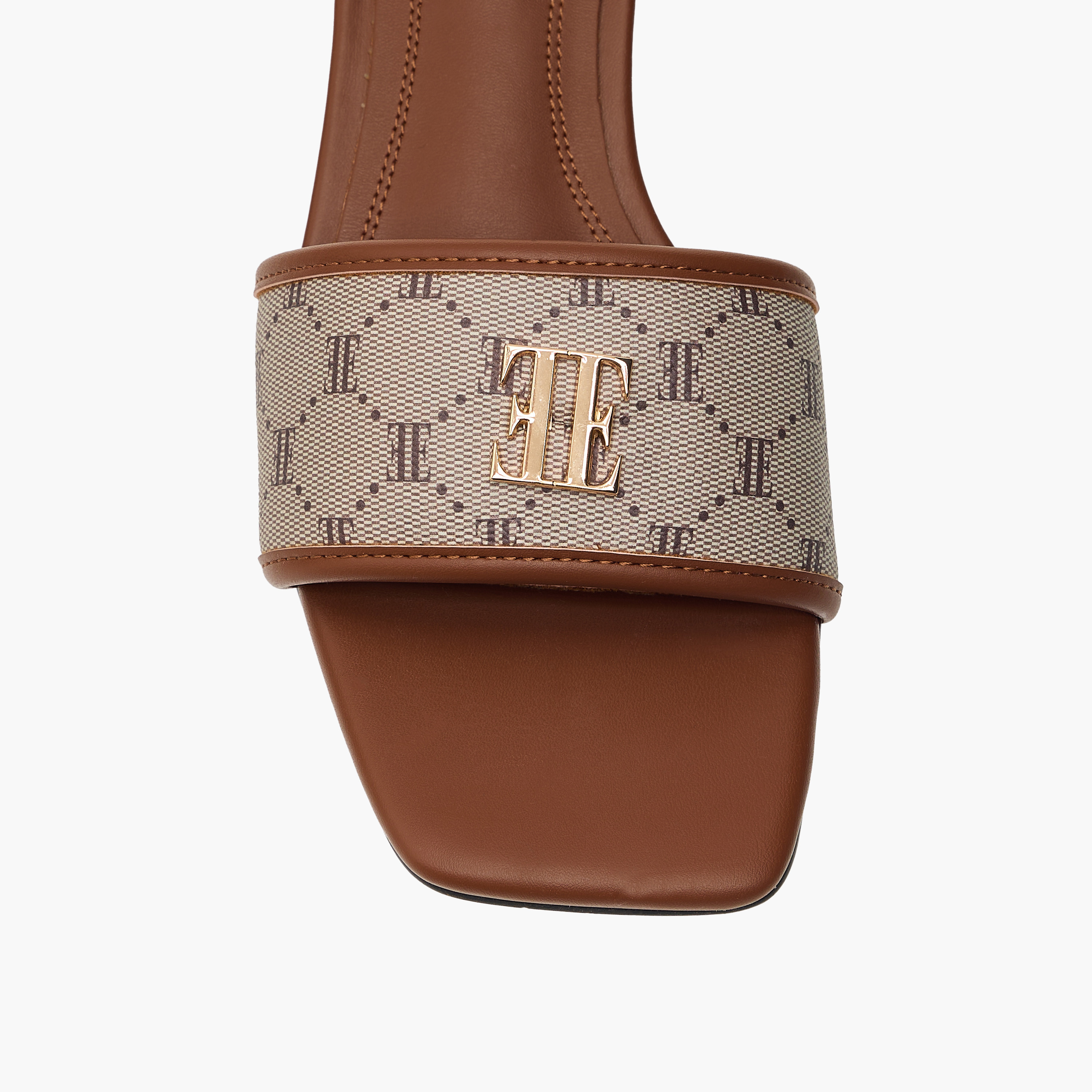 Elle Women's Monogram Print Slip-On Sandals with Block Heels-women-shoes-heels-image-4