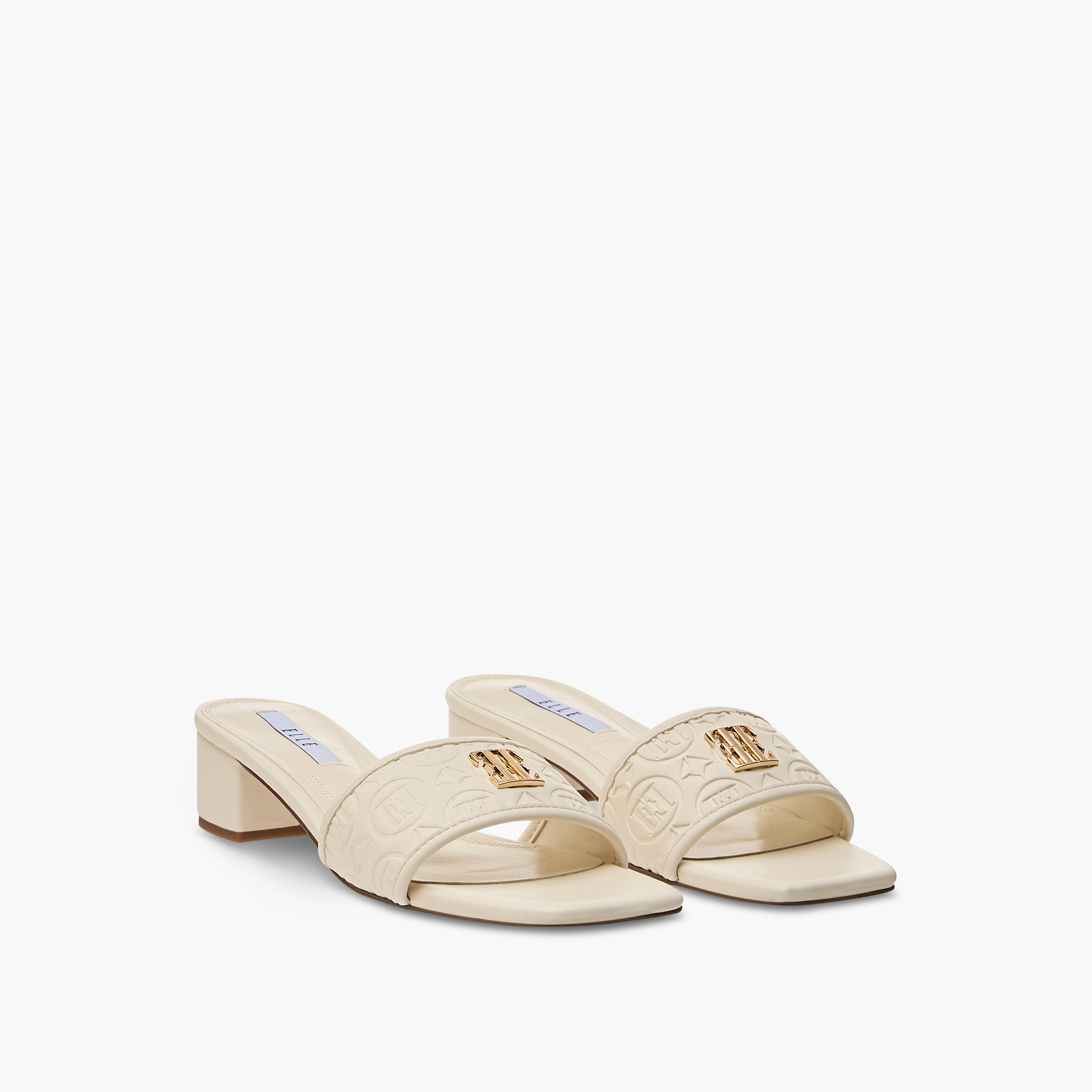 Elle Women's Monogram Print Slip-On Sandals with Block Heels-women-shoes-heels-image-1