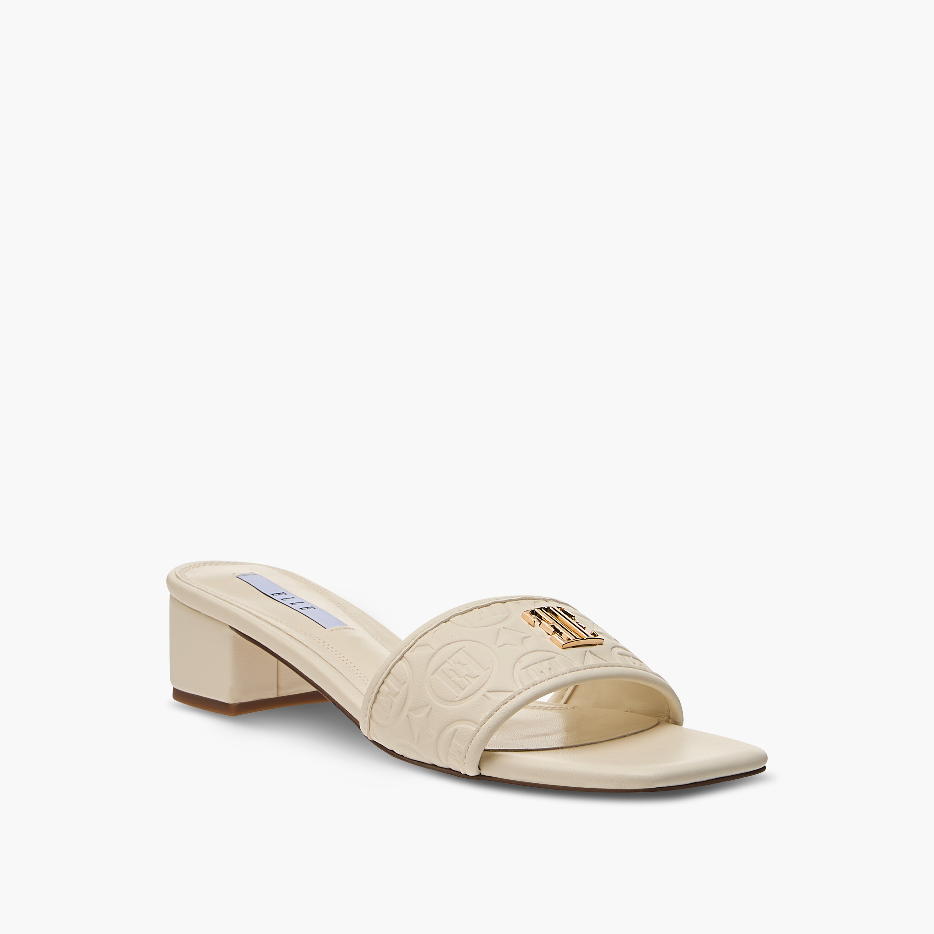 Elle Women's Monogram Print Slip-On Sandals with Block Heels-women-shoes-heels-image-7
