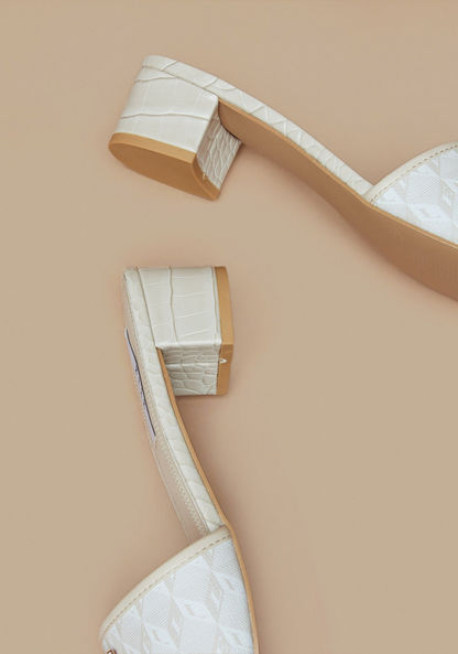 Elle Women's Monogram Print Slide Sandals with Block Heels-Women%27s Heel Sandals-image-5