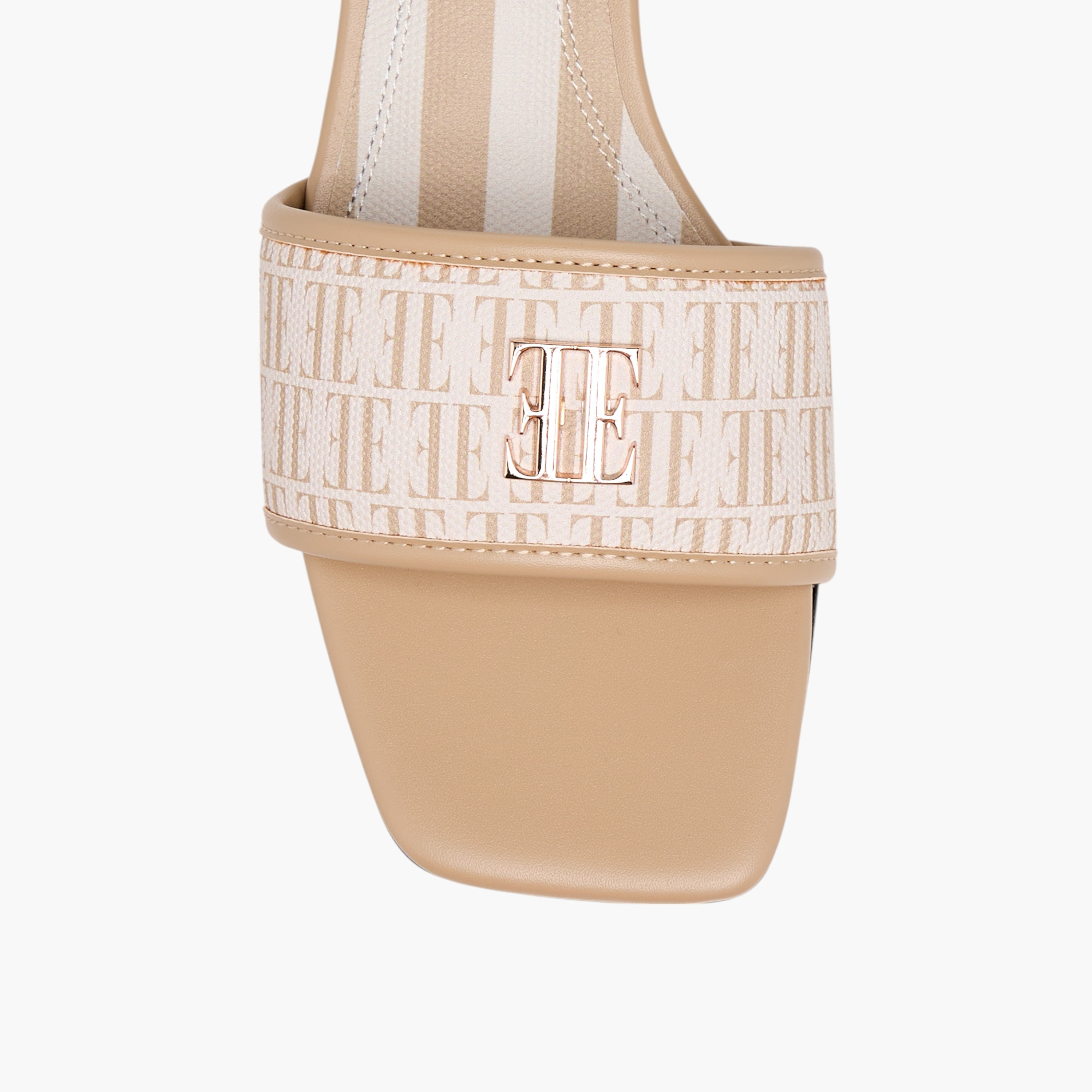 Elle Women's Monogram Print Slide Sandals with Block Heels-women-shoes-sandals-heeled-image-4