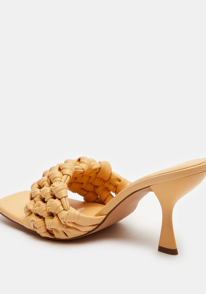 Celeste Women's Weave Detail Slip-On Sandals with Stiletto Heels-Women%27s Heel Sandals-image-3