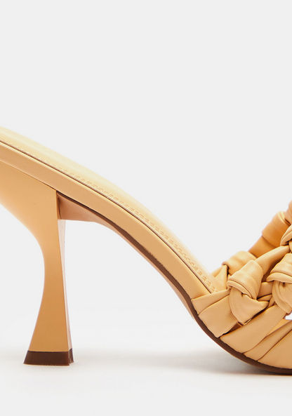 Celeste Women's Weave Detail Slip-On Sandals with Stiletto Heels-Women%27s Heel Sandals-image-5