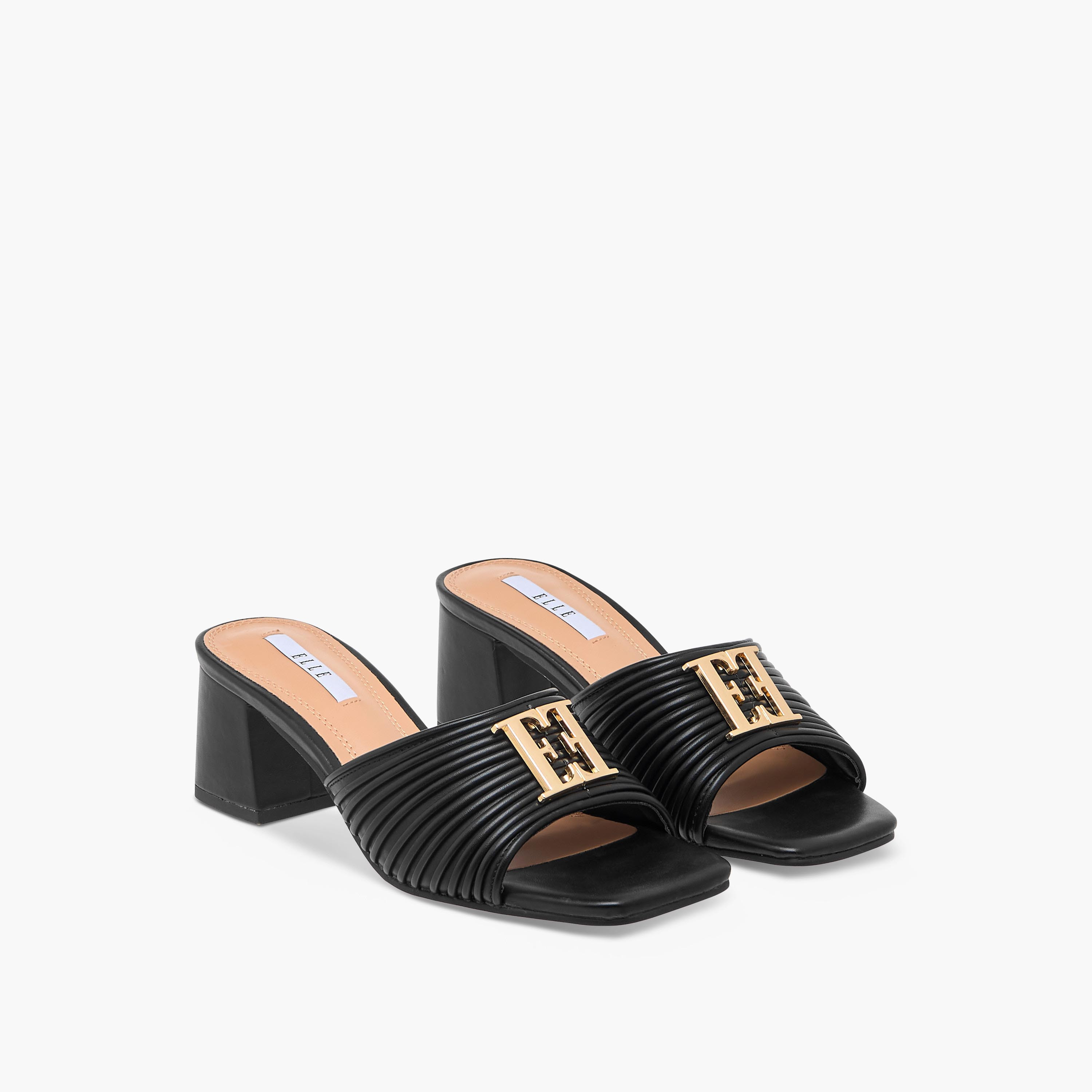 Elle Women's Logo Accent Slip-On Sandals with Block Heels-women-shoes-sandals-heeled-image-1