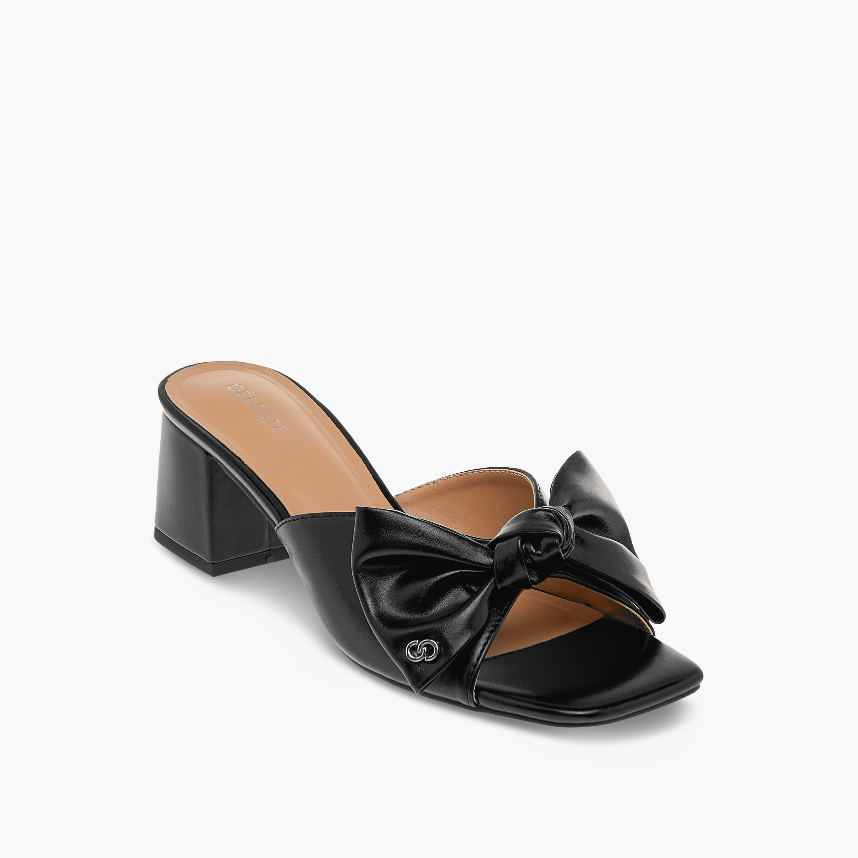Celeste Women's Bow Detail Slip-On Sandals with Block Heels - J06005-007-women-shoes-sandals-heeled-image-2