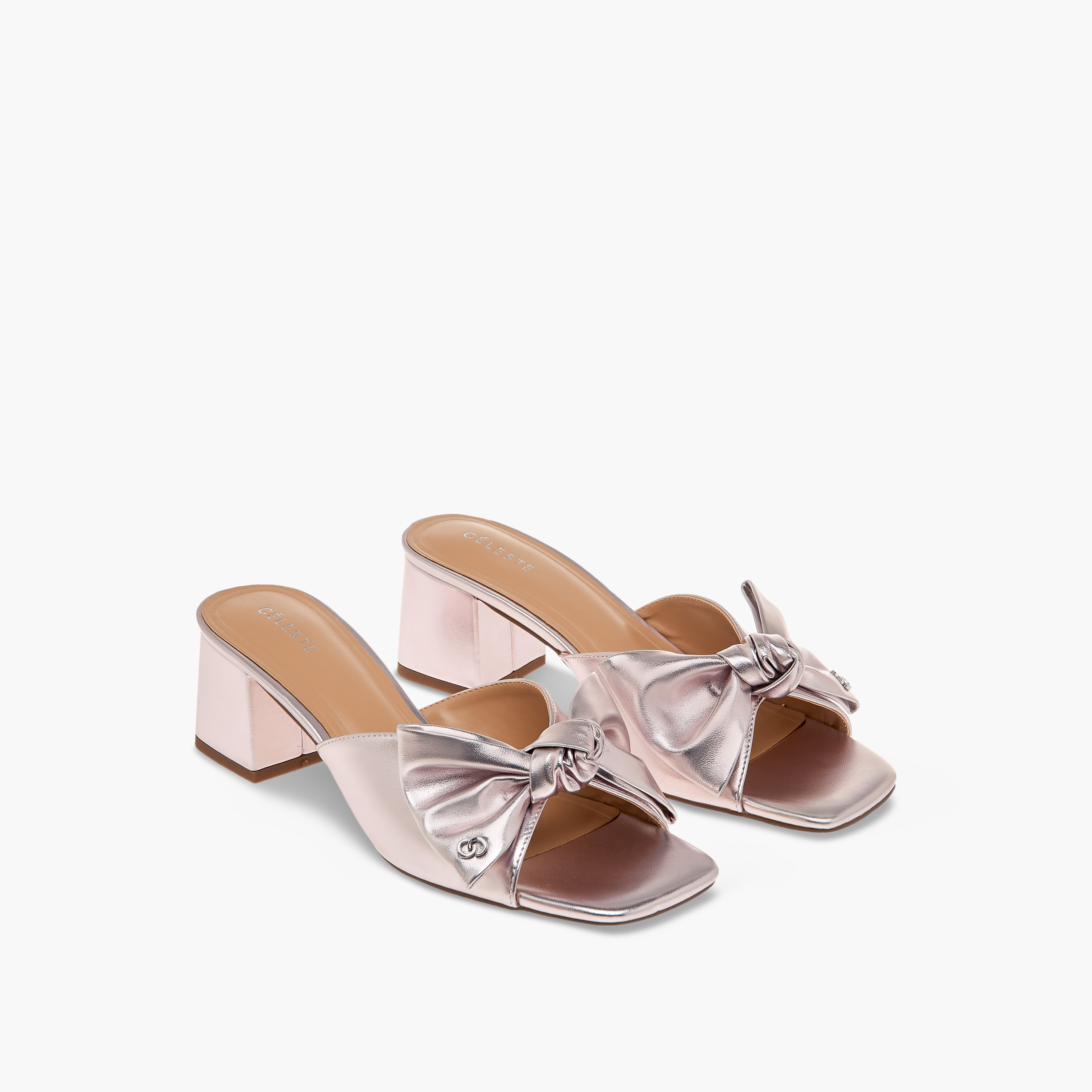 Celeste Women's Bow Detail Slip-On Sandals with Block Heels - J06005-007-women-shoes-sandals-heeled-image-1