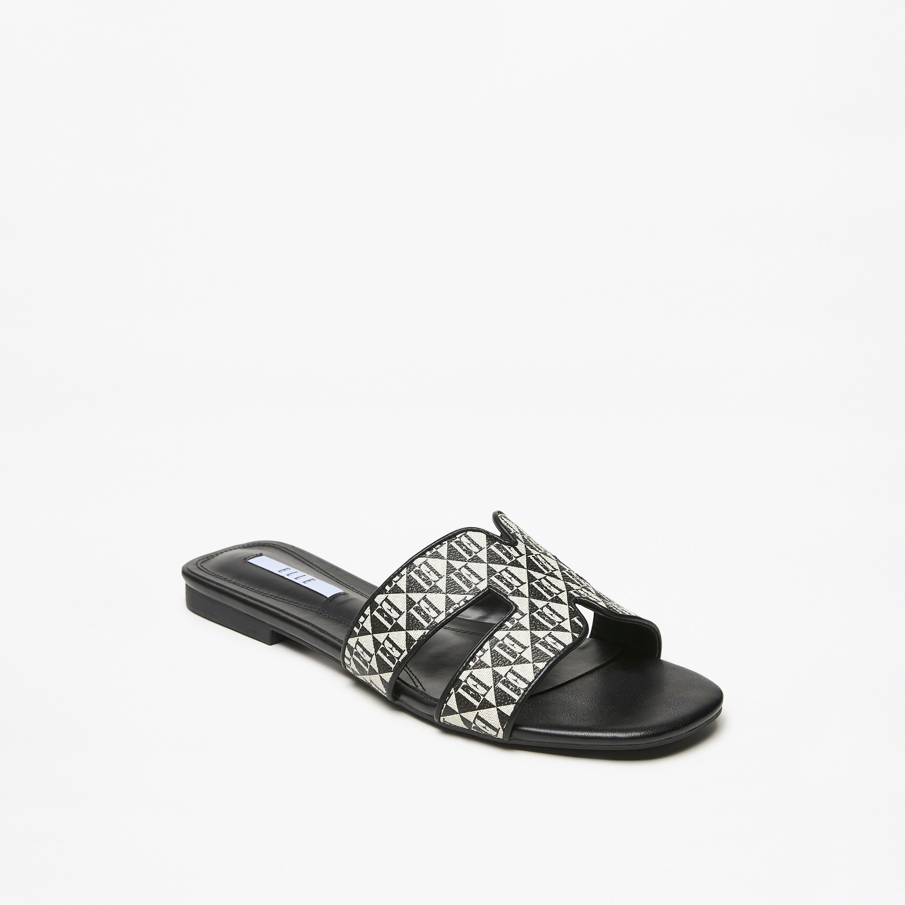 صندل سهل الارتداء بطبعات مونوجرام للنساء من إيل-women-shoes-flats-sandals-image-1