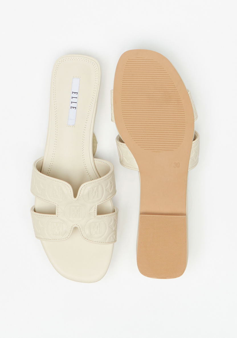 Elle Women's Monogram Embossed Slip-On Sandals-Women%27s Flat Sandals-image-3