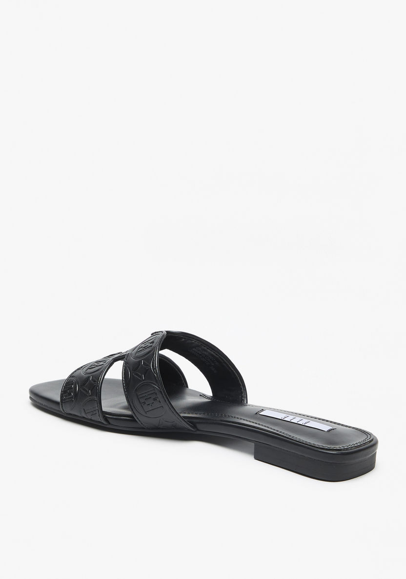 Elle Women's Monogram Embossed Slip-On Sandals-Women%27s Flat Sandals-image-1