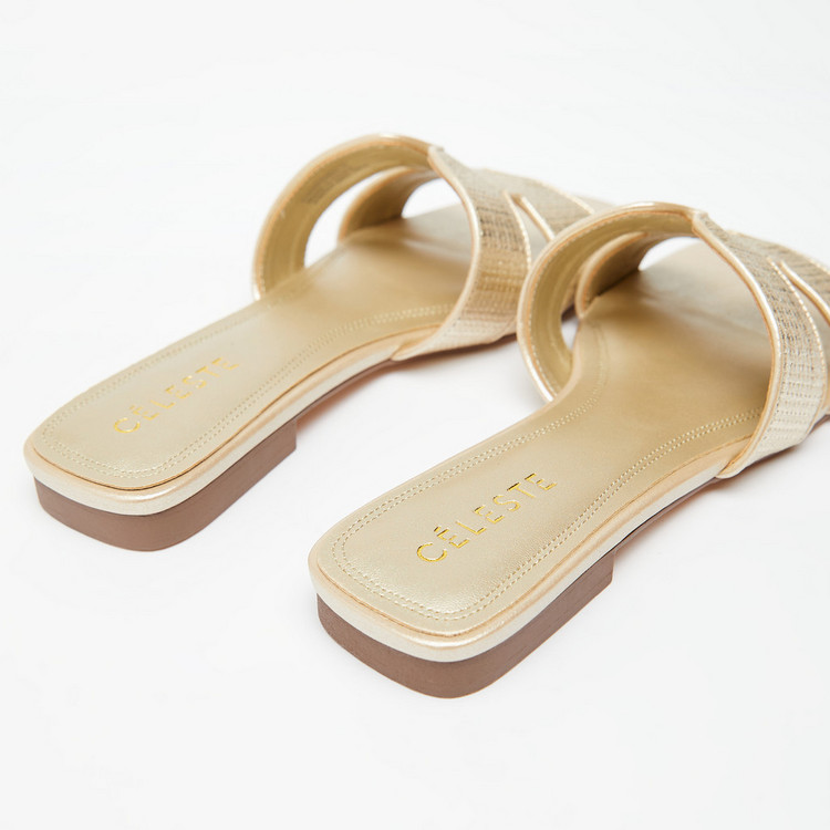 Celeste Women's Textured Open Toe Slip-On Sandals
