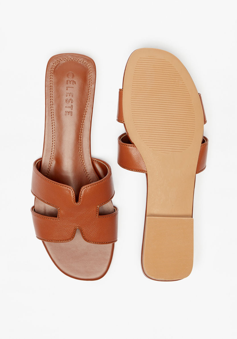 Celeste Women's Textured Open Toe Slip-On Sandals-Women%27s Flat Sandals-image-3