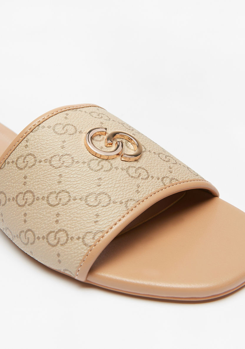 Celeste Women's Monogram Print Slip-On Slide Sandals-Women%27s Flat Sandals-image-4