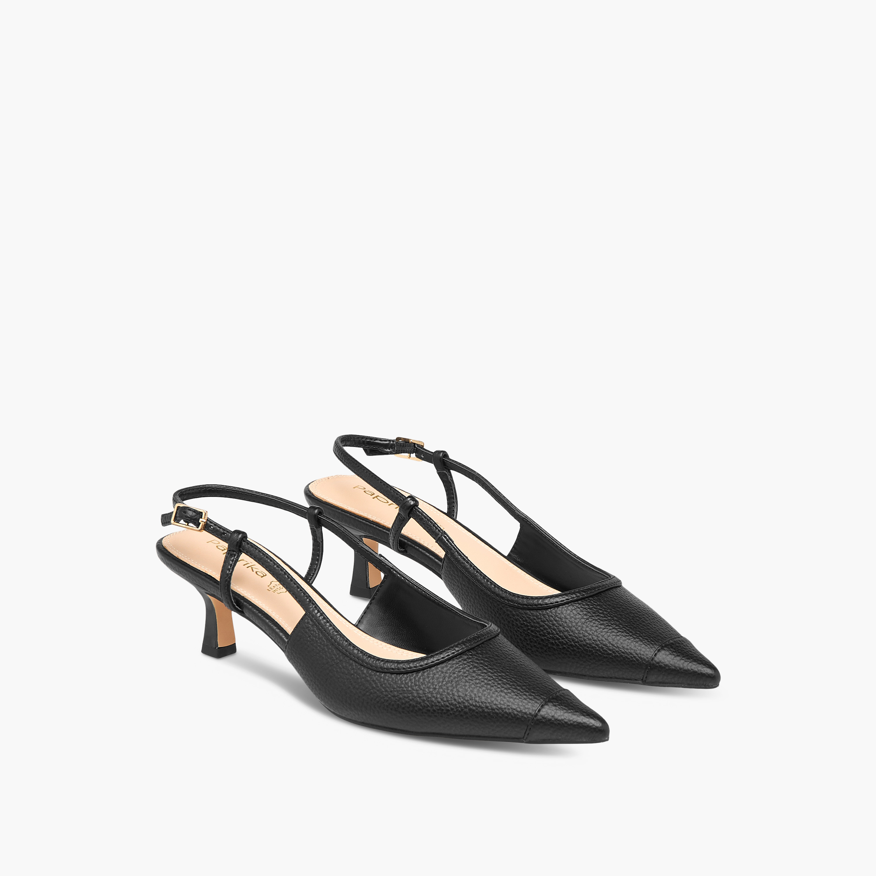 Paprika Women's Pointed Shoes with Kitten Heels and Buckle Closure-women-shoes-heels-image-1