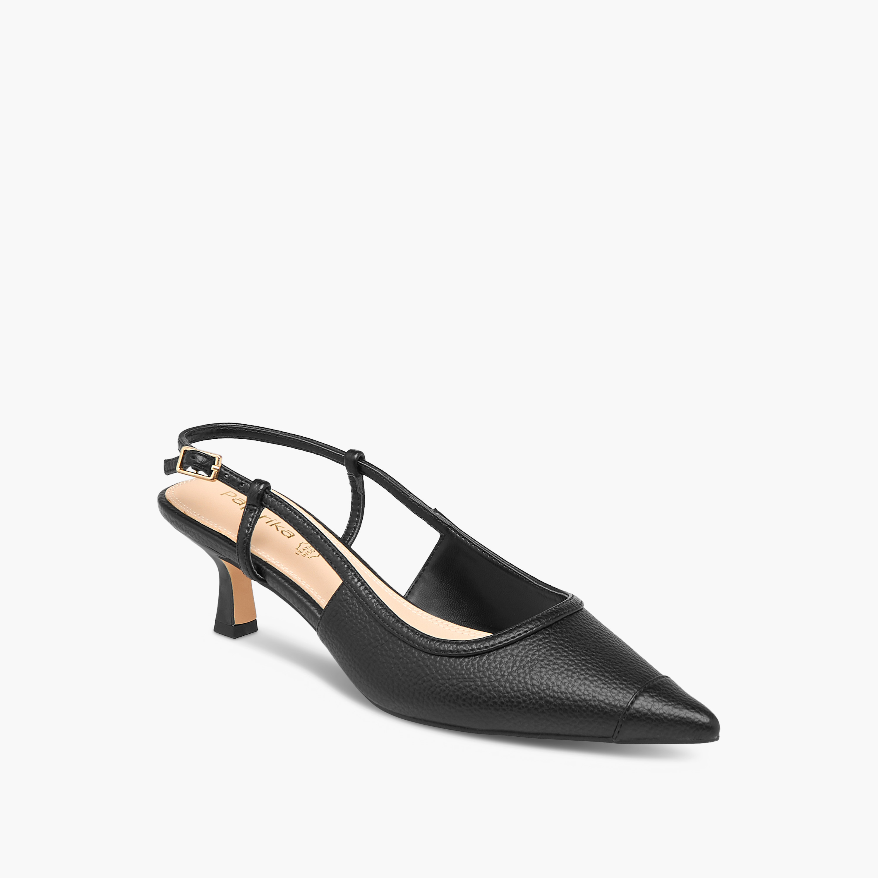 Paprika Women's Pointed Shoes with Kitten Heels and Buckle Closure-women-shoes-heels-image-2