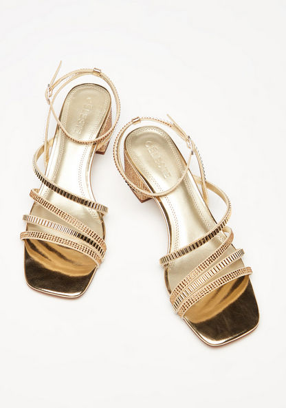 Celeste Women's Embellished Strap Sandals with Block Heels and Buckle Closure-Women%27s Heel Sandals-image-2