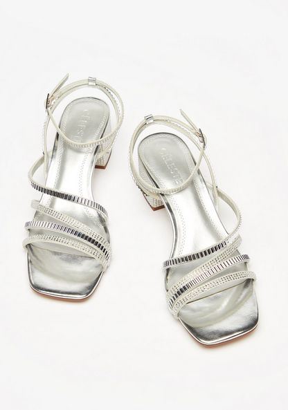 Celeste Women's Embellished Strap Sandals with Block Heels and Buckle Closure-Women%27s Heel Sandals-image-2