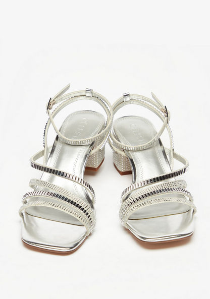 Celeste Women's Embellished Strap Sandals with Block Heels and Buckle Closure-Women%27s Heel Sandals-image-5