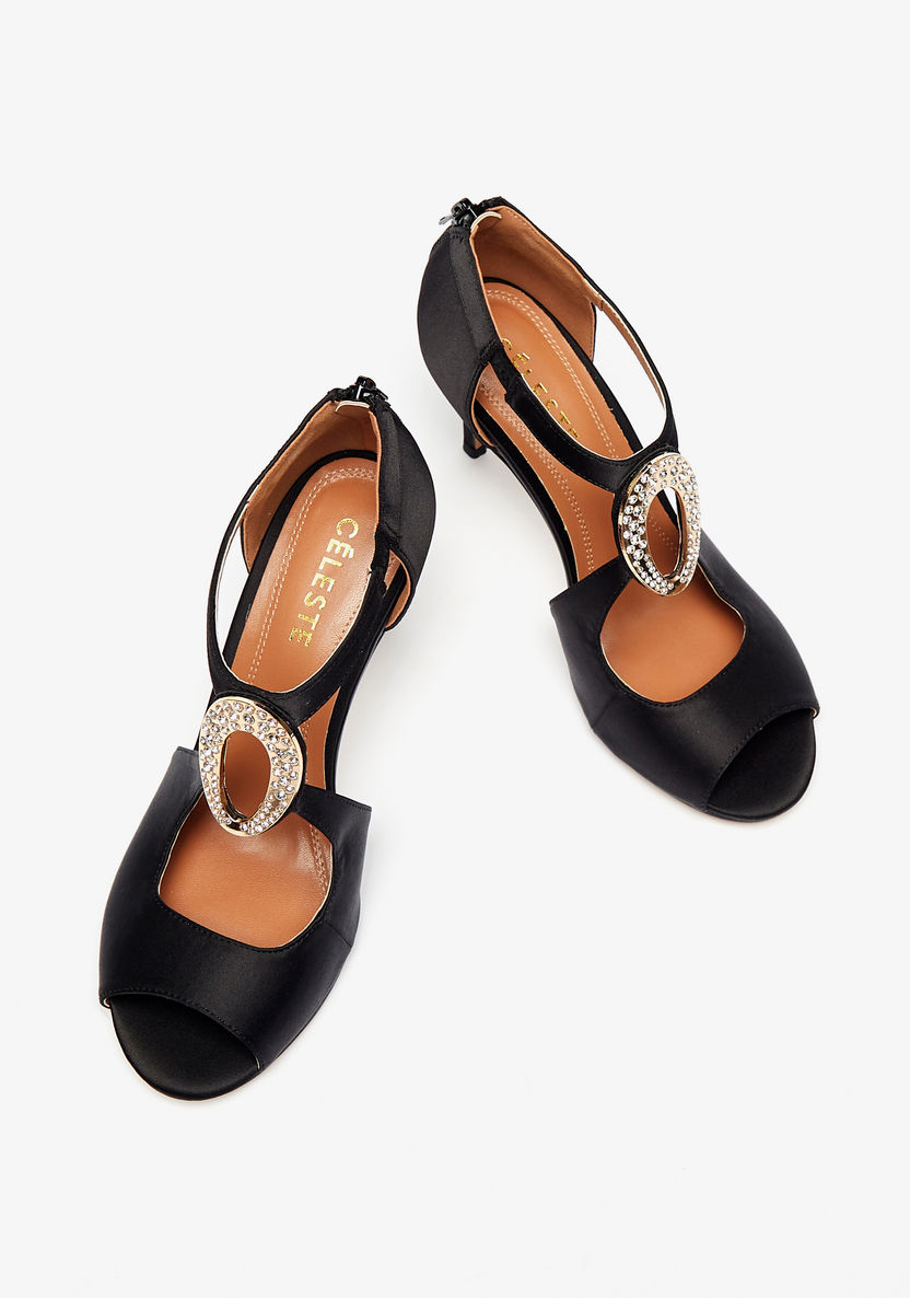 Peep Toe Stiletto With Counter Zip Closure-Women%27s Heel Sandals-image-1