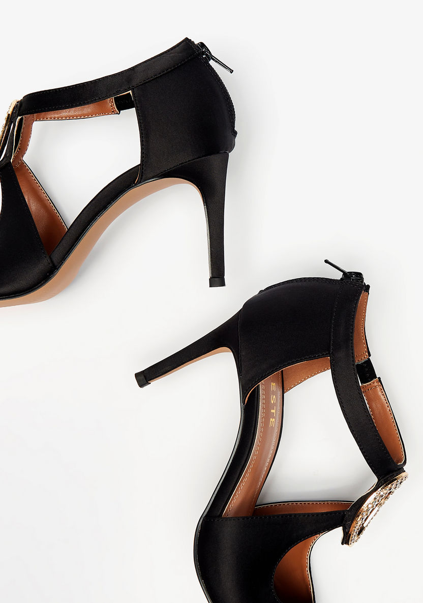 Peep Toe Stiletto With Counter Zip Closure-Women%27s Heel Sandals-image-2