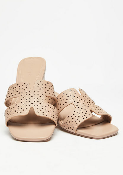 Celeste Women's Cutwork Detail Slip-On Sandals with Wedge Heels