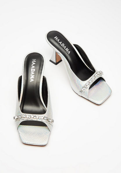 Haadana Studded Slip-On Sandals with Stiletto Heels-Women%27s Heel Sandals-image-1
