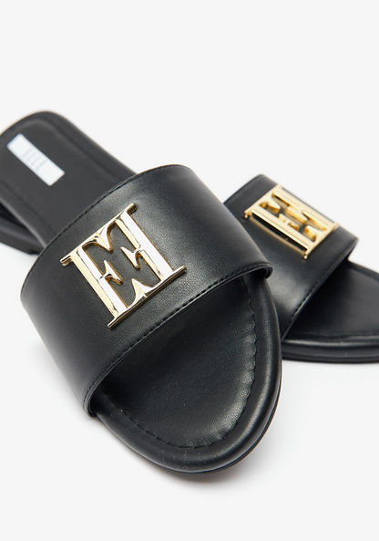 ELLE Women's Monogram Accented Slip-On Sandals